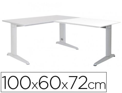 Ala para mesa rocada serie metal 60x 100 cm direita ou esquerda acabamento ac04 aluminio/ branco , Rocada , 73051 , 8427951991966